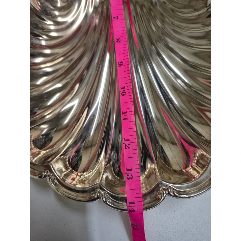 Leonard Silverplated Shell Serving Tray Scalloped Floral Vintage Catchall Dish
